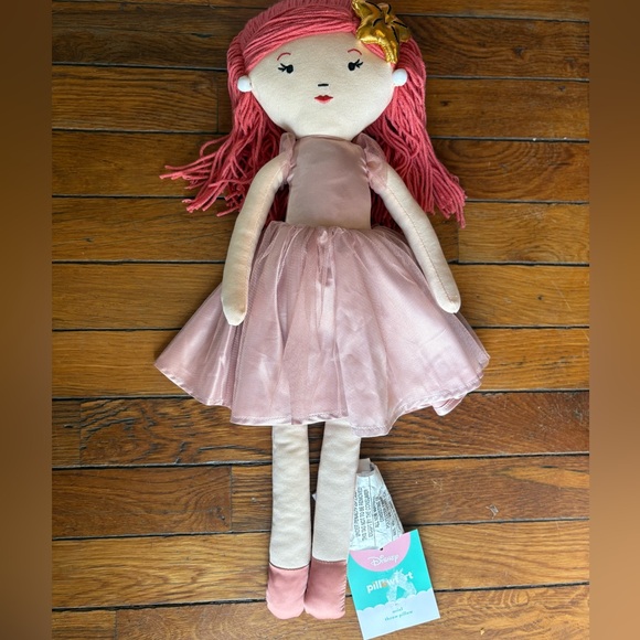 LOT of 2 Disney Ariel AND Moana Pillowfort Pink Throw Pillow Plush Dolls NEW - Picture 4 of 8